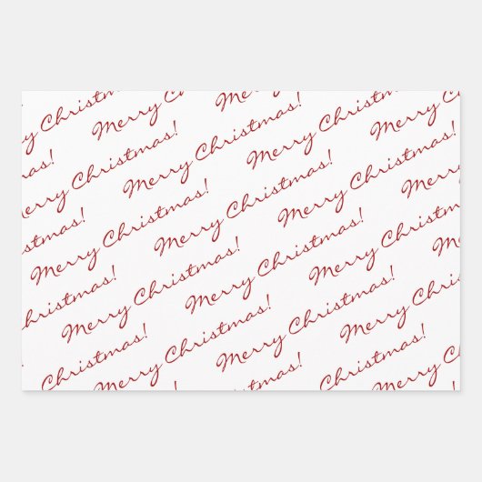 Elegant Red Merry Prettige feestdagen Script Inpakpapier Vel (Voorkant)