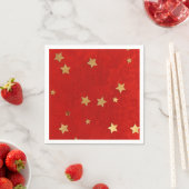 Elegant Red met Gold Stars Paper Napkin Servet (Insitu)