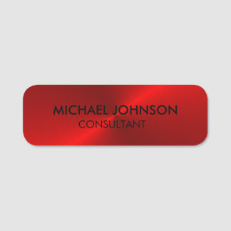 Elegant Red Metallic Professional Business Naamplaatje