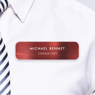 Elegant Red Metallic Professional Business Naamplaatje