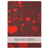 Elegant Red Modern Heart Patroon #2 Klembord (Achterkant)