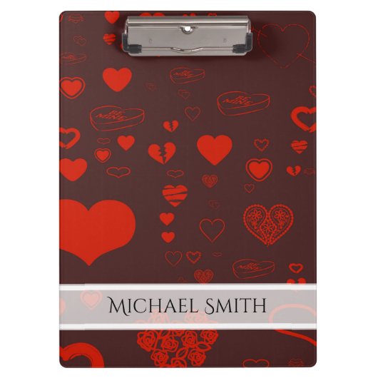 Elegant Red Modern Heart Patroon #2 Klembord (Voorkant)