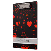 Elegant Red Modern Heart Patroon Klembord (Links)