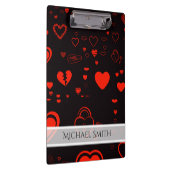 Elegant Red Modern Heart Patroon Klembord (Rechts)