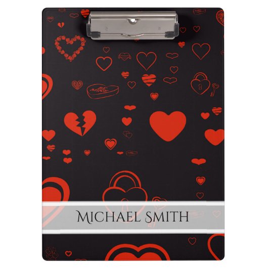 Elegant Red Modern Heart Patroon Klembord (Voorkant)