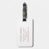 Elegant Red Monogram Bagagelabel (Achterkant verticaal)