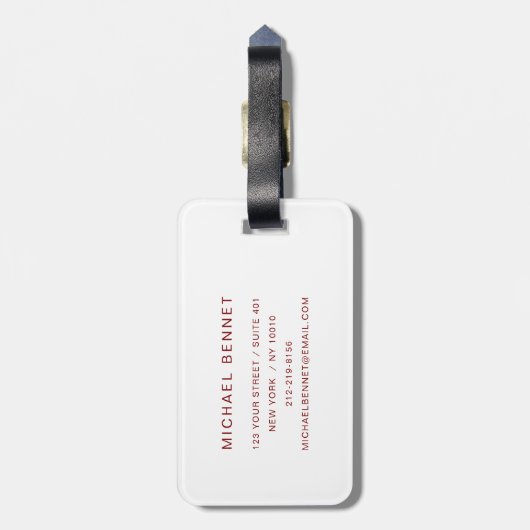 Elegant Red Monogram Bagagelabel (Achterkant verticaal)