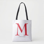 Elegant Red Monogram Naam Tote Bag (Voorkant)