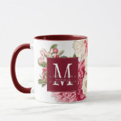 Elegant Red Monogram Swirls Floral Custom Mok (Links)