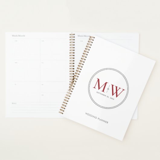 Elegant Red Monogram Wedding Planner (Display)