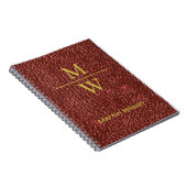 Elegant Red Monogrammed Luxe Kijk Gold Lettering Notitieboek (Rechterzijde)