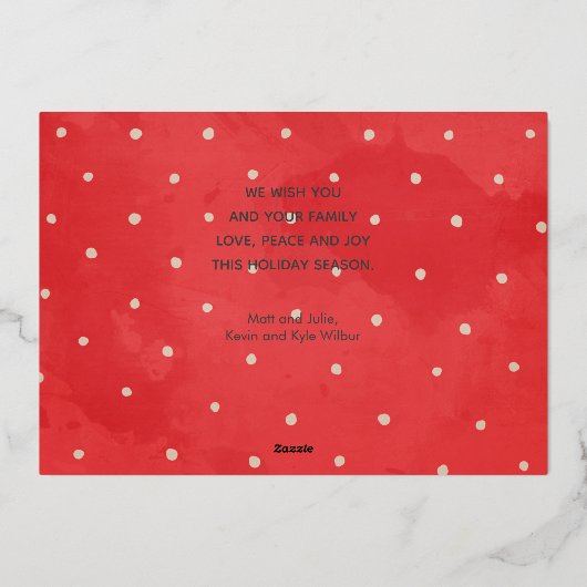 Elegant Red Multi Photo Joyful Silver Folie Feestdagenkaart (Achterkant)