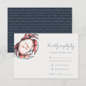 Elegant Red Navy Onderwater Crab Coastal Wedding RSVP Kaartje (Voorkant / Achterkant)