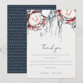 Elegant Red Navy onderwater Crab Nautical Wedding Bedankkaart (Voorkant / Achterkant)