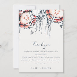 Elegant Red Navy onderwater Crab Nautical Wedding Bedankkaart