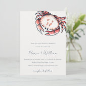 Elegant Red Navy onderwater Crab Nautical Wedding Kaart (Staand voorkant)
