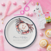 Elegant Red Navy onderwater Crab Nautical Wedding Papieren Bordje (Feest)