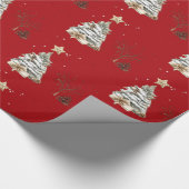 Elegant Red New Year Frosted Tree Cadeaupapier (Hoek)