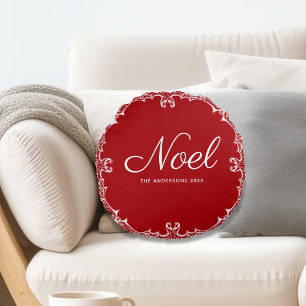 Elegant Red Noel Sierkussen met kerstronde Rond Kussen