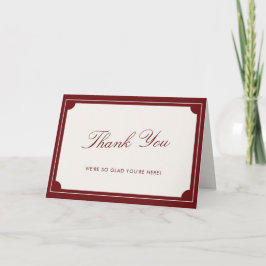 Elegant Red Old Money Wedding Thank You Card Bedankkaart