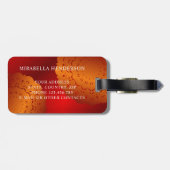 Elegant Red Oranje Mandala Monogram Bagagelabel (Achterkant horizontaal)