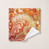 Elegant Red Oranje Yellow Brocade Bad Handdoek