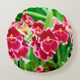 Elegant Red Orchid Rond Kussen