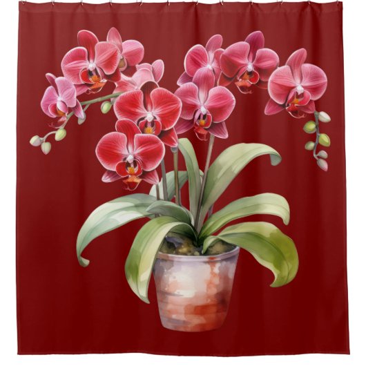Elegant Red Orchids Shower Curtain Douchegordijn (Voorkant)