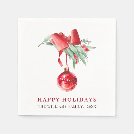 Elegant Red Ornament kerstfeestdag Servet (Voorkant)