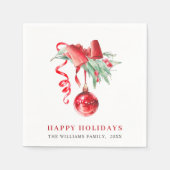 Elegant Red Ornament kerstfeestdag Servet (Voorkant)