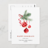 Elegant Red Ornament Merry Kerstfeestdag Briefkaart (Voorkant / Achterkant)