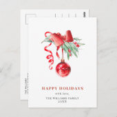 Elegant Red Ornament Merry Kerstfeestdag Briefkaart (Voorkant / Achterkant)