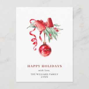 Elegant Red Ornament Merry Kerstfeestdag Briefkaart