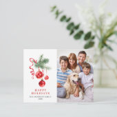 Elegant Red Ornament Merry Kerstfeestdag Briefkaart (Staand voorkant)
