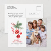 Elegant Red Ornament Merry Kerstfeestdag Briefkaart (Voorkant / Achterkant)