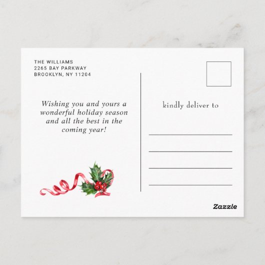 Elegant Red Ornament Merry Kerstfeestdag Briefkaart (Achterkant)