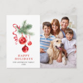 Elegant Red Ornament Merry Kerstfeestdag Briefkaart (Voorkant)