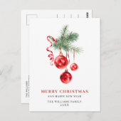 Elegant Red Ornament Merry Kerstfeestdag Briefkaart (Voorkant / Achterkant)