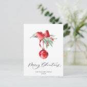 Elegant Red Ornament Merry Kerstfeestdag Briefkaart (Staand voorkant)