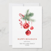 Elegant Red Ornament Merry kerstgroet Feestdagenkaart (Voorkant)