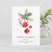 Elegant Red Ornament Merry kerstgroet Feestdagenkaart (Staand voorkant)