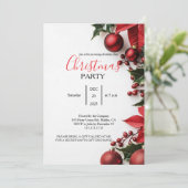 Elegant Red Ornaments Office Christmas Party Kaart (Staand voorkant)