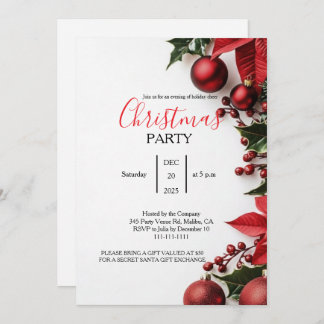Elegant Red Ornaments Office Christmas Party Kaart