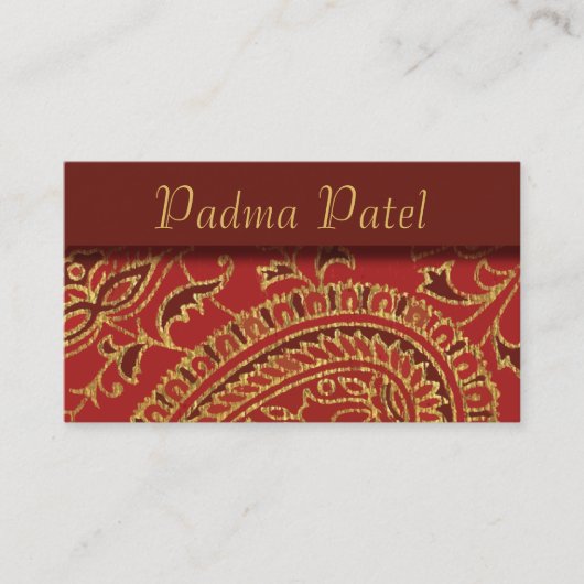 Elegant Red Paisley Professional Visitekaartje (Voorkant)