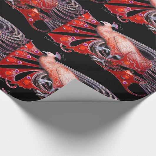 ELEGANT RED PEACOCK MET GEM STONEN CADEAUPAPIER (Hoek)