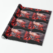 ELEGANT RED PEACOCK MET GEM STONEN CADEAUPAPIER (Uitgerold)