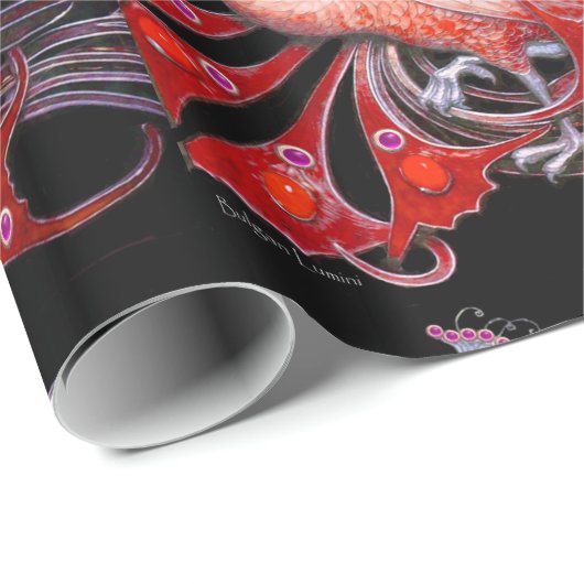 ELEGANT RED PEACOCK MET GEM STONEN CADEAUPAPIER (Rol Hoek)