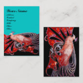 ELEGANT RED PEACOCK MODE JEWEL IN BLUE BLACK VISITEKAARTJE (Voorkant / Achterkant)