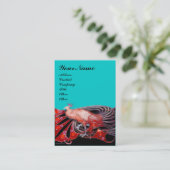 ELEGANT RED PEACOCK MODE JEWEL IN BLUE BLACK VISITEKAARTJE (Staand voorkant)