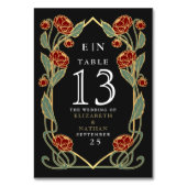 Elegant Red Peony Art Nouveau Floral Wedding Kaart (Voorkant)